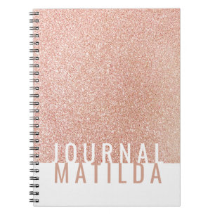 Giralminimale Rose Gold Glitzer Typografie Journal Notizblock