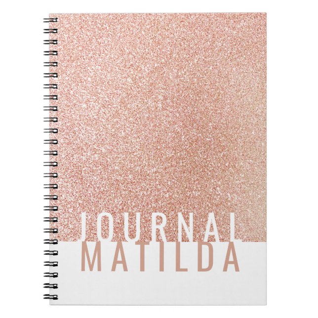 Giralminimale Rose Gold Glitzer Typografie Journal Notizblock (Vorderseite)