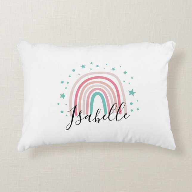 Giralpink Aqua Regenbogenskript personalisiert mod Dekokissen (Vorderseite)