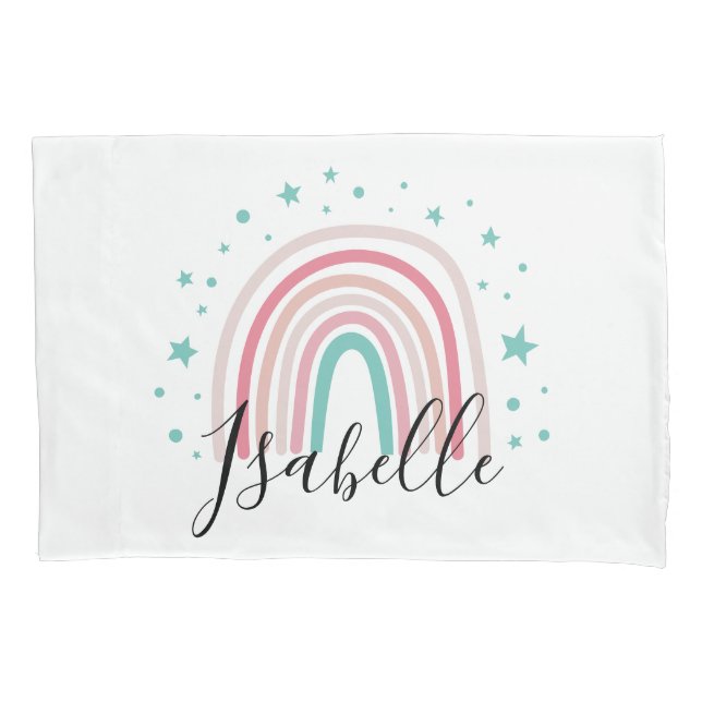 Giralpink Aqua Regenbogenskript personalisiert mod Kissenbezug (Vorderseite)