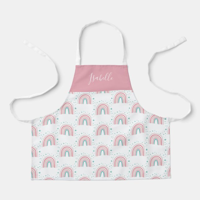 Giralpink Aqua Regenbogenskript personalisiert mod Schürze (Vorderseite)