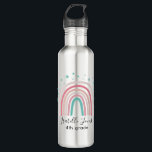 Giralpink Aqua Regenbogenskript personalisiert Sch Edelstahlflasche<br><div class="desc">Girly Pink Aqua Regenbogenskript personalisieren mit Namen und Klasse (oder einer anderen Nachricht)</div>