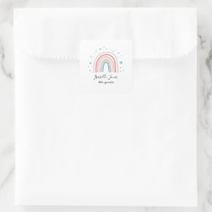 Giralpink Aqua Regenbogenskript personalisiert Sch Quadratischer Aufkleber