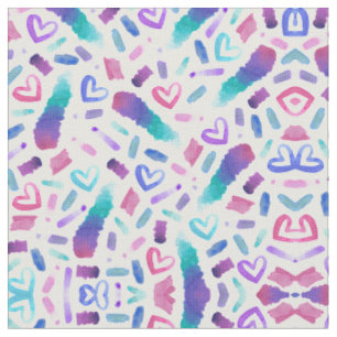 Giralrosa Aquamarine Lila Wasserfarbdoodles Stoff
