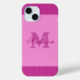 Giralrosa-Glitzer-Zackenzag, Monogramm Case-Mate iPhone Hülle