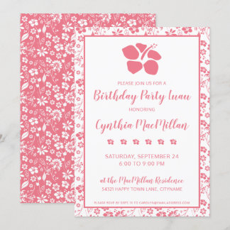 Giralrosa Hibiskus Tropische Blume Geburtstag Einladung