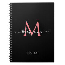 Giralrosa Personalisiertes Monogram Black-Notebook