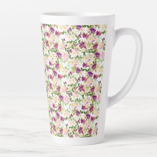 Giralrosa Pfirsich Lila Burgund Wasserfarben Milchtasse (Rechts)