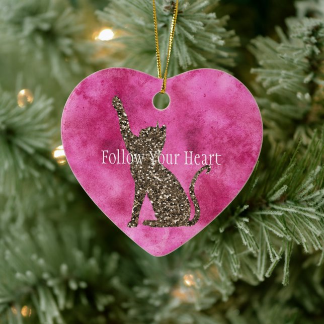 Giralrosa und Rose Wirbel und Glitzer Keramik Ornament (Baum)