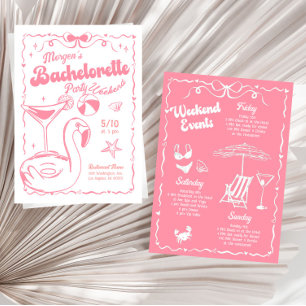 Giralrosa und Weißbachelorette Wochenende Party Einladung