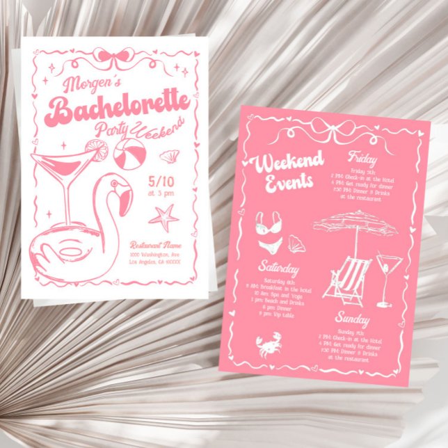 Giralrosa und Weißbachelorette Wochenende Party Einladung (Von Creator hochgeladen)