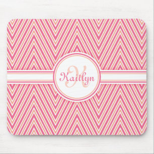 Giralrosa Zickzack mit Monogramm Mousepad