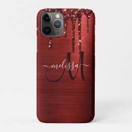 Giralroter Glitzer Brush Metal Monogram Case-Mate iPhone Hülle