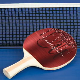 Giralroter Glitzer Brush Metal Monogram Tischtennis Schläger