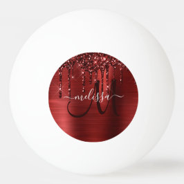 Giralroter Glitzer Brush Metal Monogram Tischtennisball