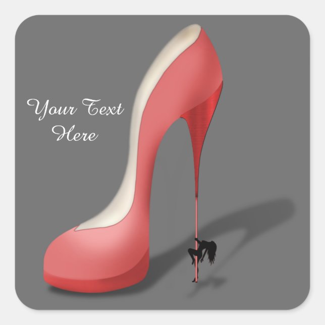 Girant Red Stiletto - Heel Dancer Quadratischer Aufkleber (Vorderseite)