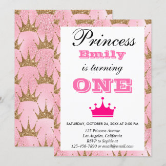 Gircess Pink & Gold Glitzer Erstgeburt Einladung