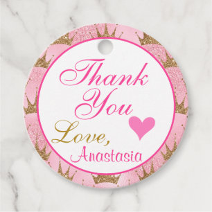 Gircess Pink und Gold Glitzer Vielen Dank Geschenkanhänger