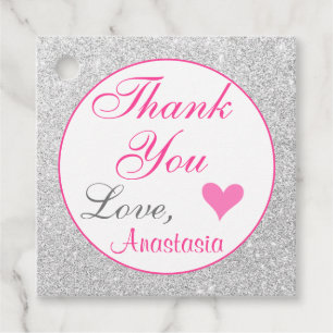 Gircess Pink und Silver Glitzer Vielen Dank Geschenkanhänger
