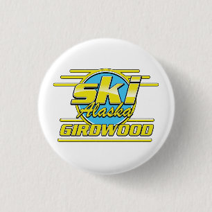 Girdwood Alaska 80er Ski-Logo Button