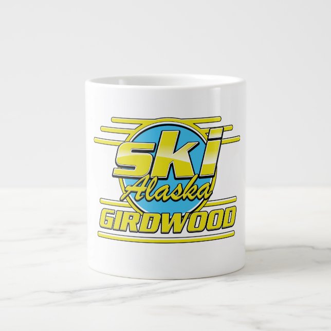 Girdwood Alaska 80er-SkigeLogo Jumbo-Tasse (Vorderseite)