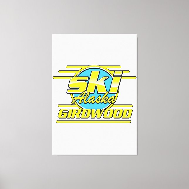 Girdwood Alaska 80er-SkigeLogo Leinwanddruck (Vorderseite)