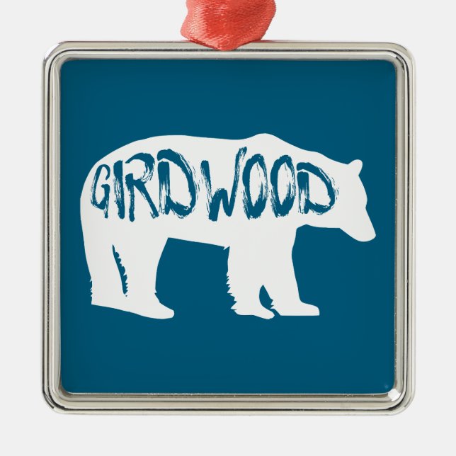 Girdwood Alaska Bear Ornament Aus Metall (Vorne)