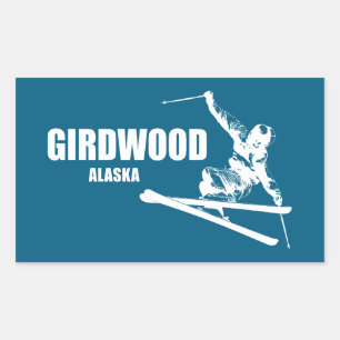 Girdwood Alaska Skifahrer Rechteckiger Aufkleber