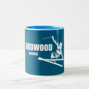 Girdwood Alaska Skifahrer Zweifarbige Tasse