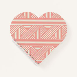 Girinine Blush rosa Geometrisches Muster Herz Notizbuch