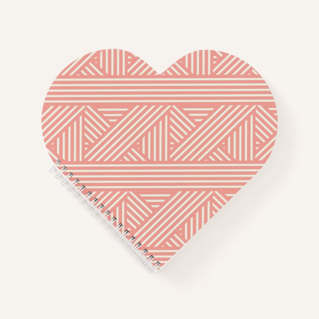 Girinine Blush rosa Geometrisches Muster Herz Notizbuch (Vorderseite)