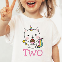 Girl 2. Geburtstag Zwei Katzen Einhorn T - Shirt