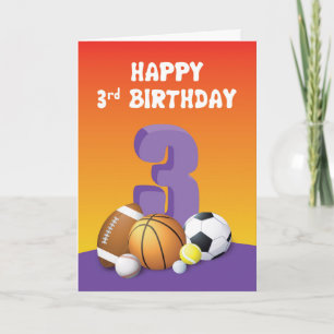 Girl 3. Geburtstag Sportbälle Karte