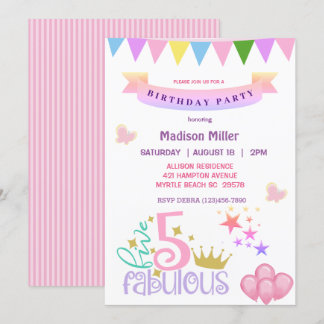 Girl 5 und fabulous Geburtstagsparty Einladung