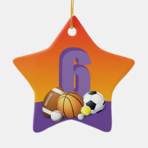 Girl 6. Geburtstag Sportbälle Keramik Ornament