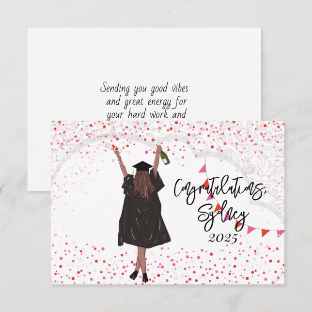 Girl Abschluss Glückwunsch (Vorne/Hinten)