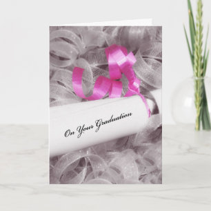 Girl Abschluss Gratulation mit rosa Ribbon Karte