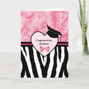 Girl Abschluss Herzlichen Glückwunsch Zebra Patter Karte
