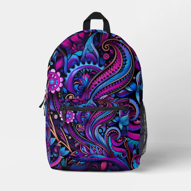 Girl Abstrakt Floral Pattern Backpack Bedruckter Rucksack (Vorderseite)