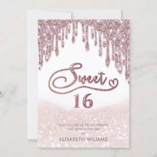 Girl-adorable Rose Gold glitterige Tropfen ombre i Einladung
