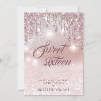 Girl-adorable Rose Gold glitterige Tropfen ombre i Einladung