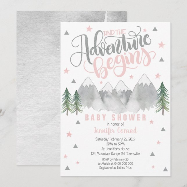 Girl Adventure Baby Shower Einladung (Vorne/Hinten)