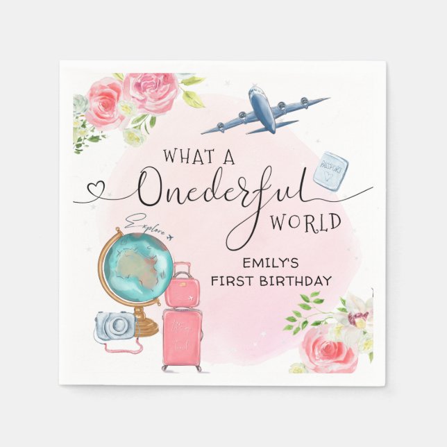 Girl Adventure ONEderful World 1. Erster Geburtsta Serviette (Vorderseite)