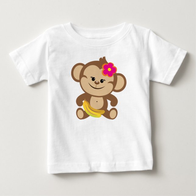 Girl-Affe mit Banane Baby T-shirt (Vorderseite)
