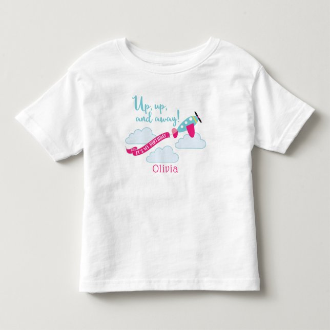 Girl Airplane Birthday Tshirt Personalisiert (Vorderseite)