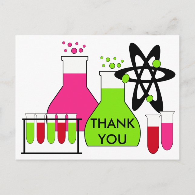 Girl All About Science Danke Postcard Postkarte (Vorderseite)