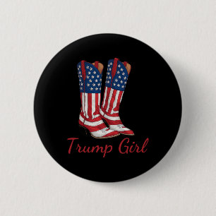 Girl American Flag Wahl Trump Girl Republican Cowg Button