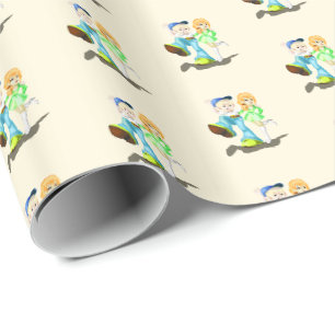 Girl and Boy Friends Wrapping Paper - Ihre Farben Geschenkpapier