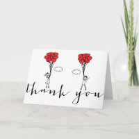 Girl and Boy Heart Balloons Doodles Danke, Card