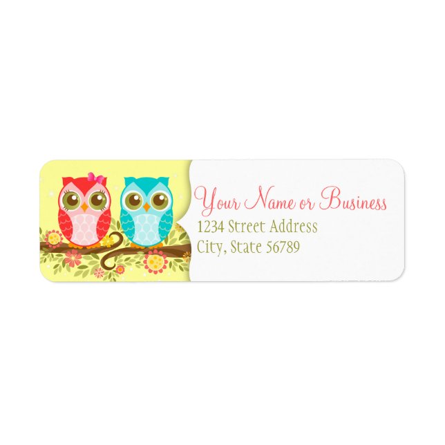 Girl and Boy Owls - Kundenspezifische Rücksendeadr (Vorne)